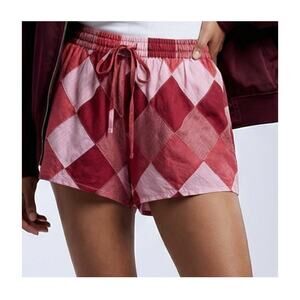 Warm 100% Cotton Pink Red Diamond Patchwork Shorts NWT 2 M